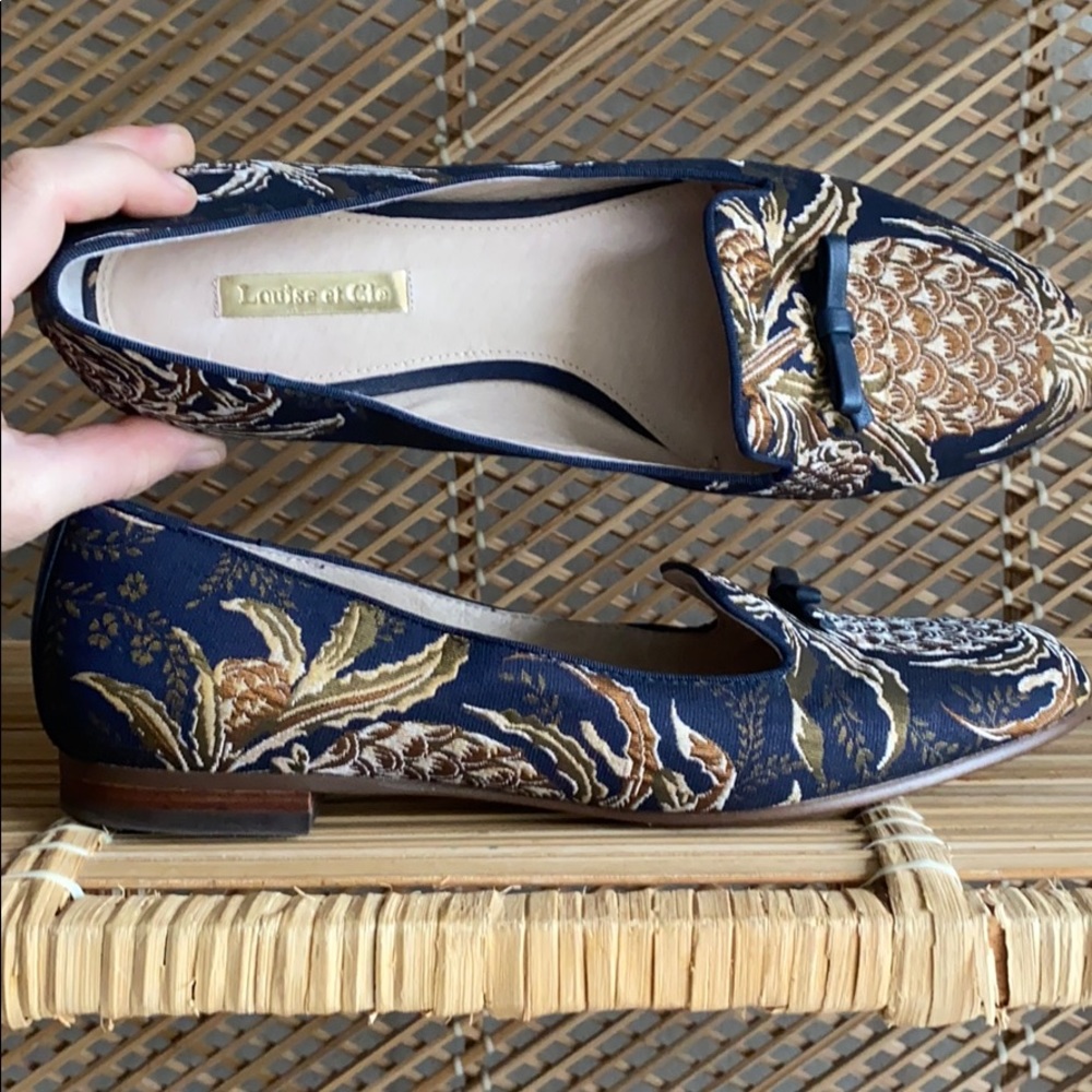 Louise et Cie Women's Floral Loafers - Navy and Brown